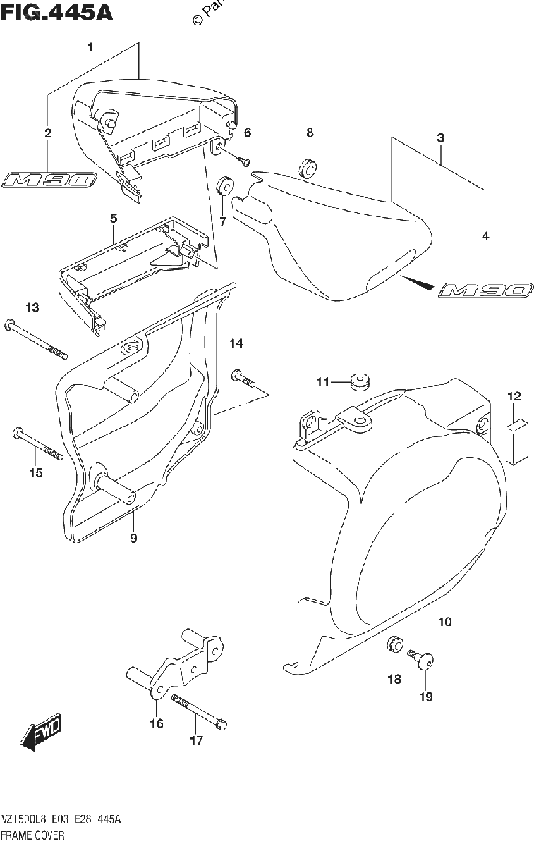 Diagrama de 445A FRAME COVER
