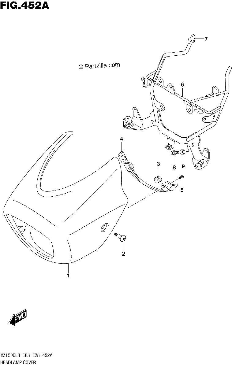 Diagrama de 452A HEADLAMP COVER