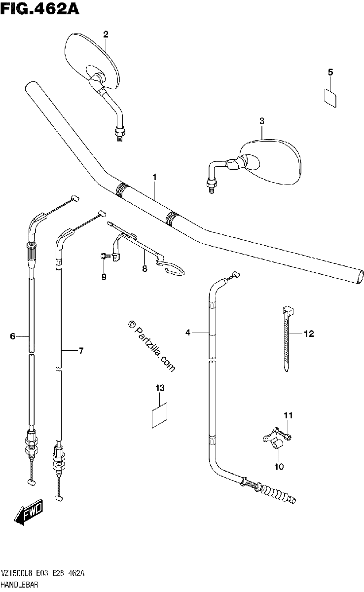 Diagrama de 462A HANDLEBAR