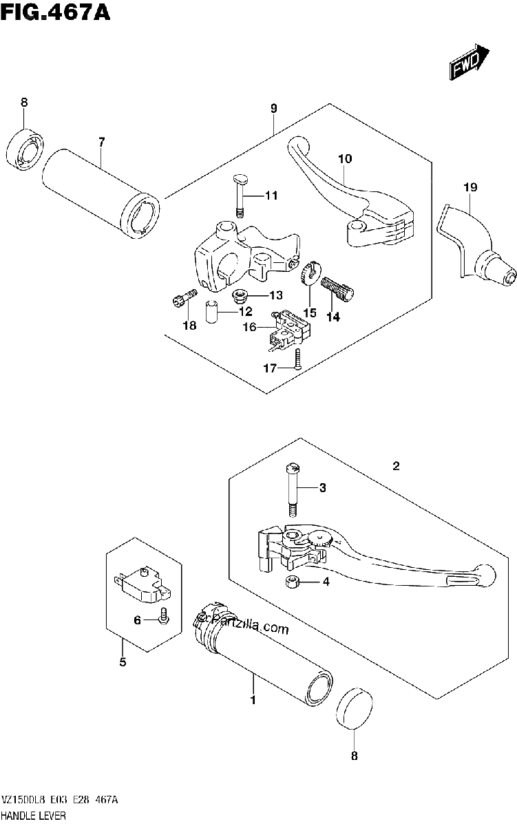 Diagrama de 467A HANDLE LEVER