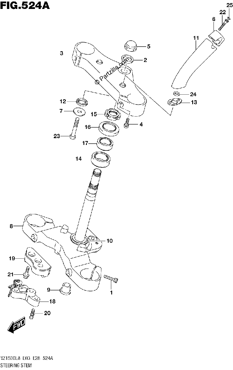 Diagrama de 524A STEERING STEM