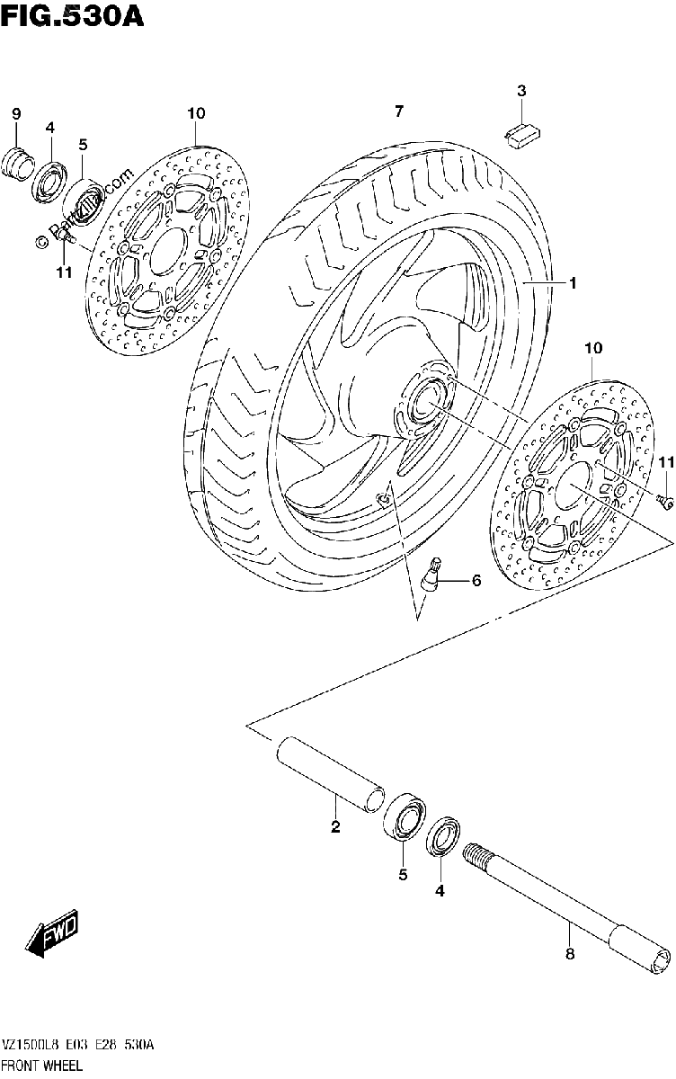 Diagrama de 530A FRONT WHEEL