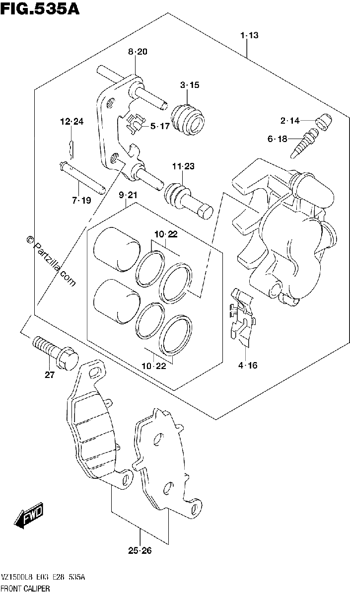 Diagrama de 535A FRONT CALIPER