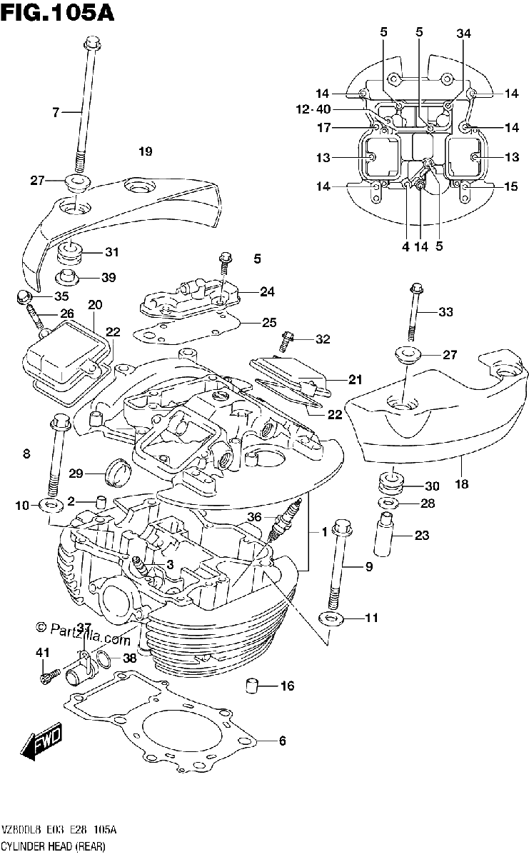 Diagrama de 105A CYLINDER HEAD REAR