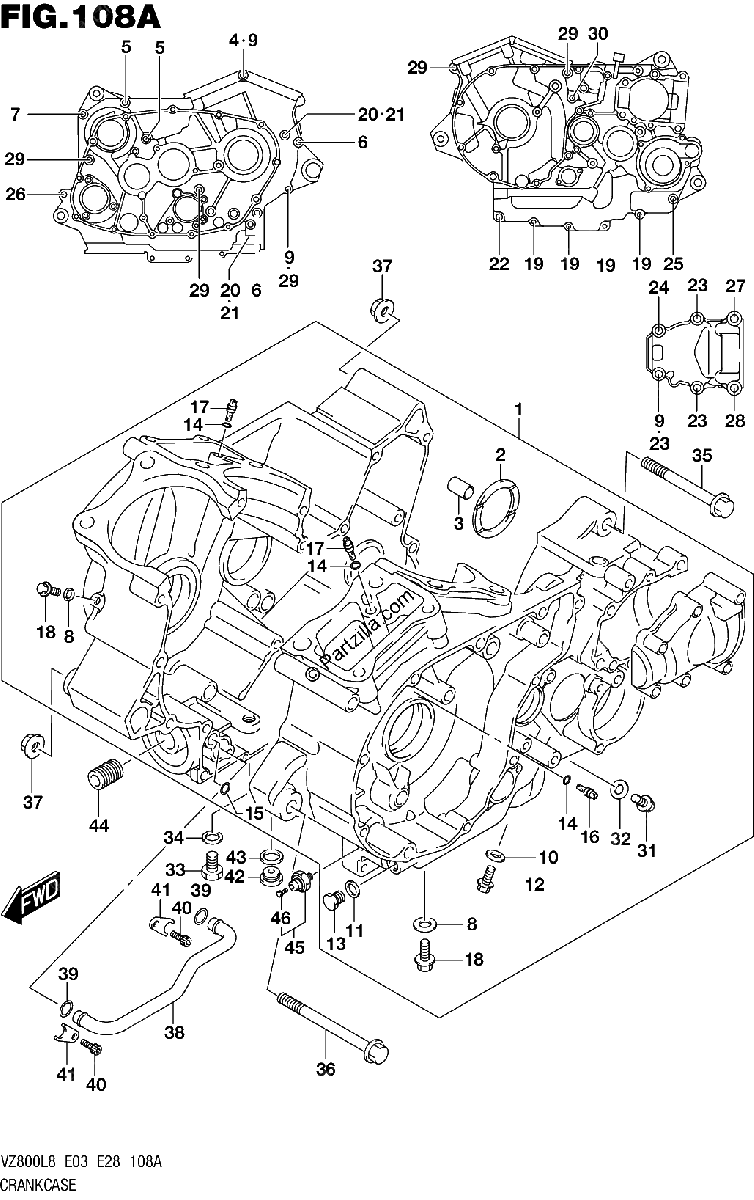 Diagrama de 108A CRANKCASE