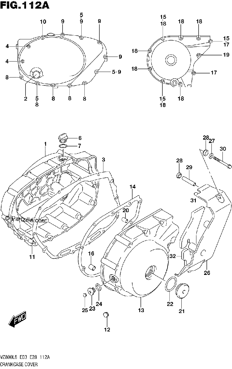 Diagrama de 112A CRANKCASE COVER