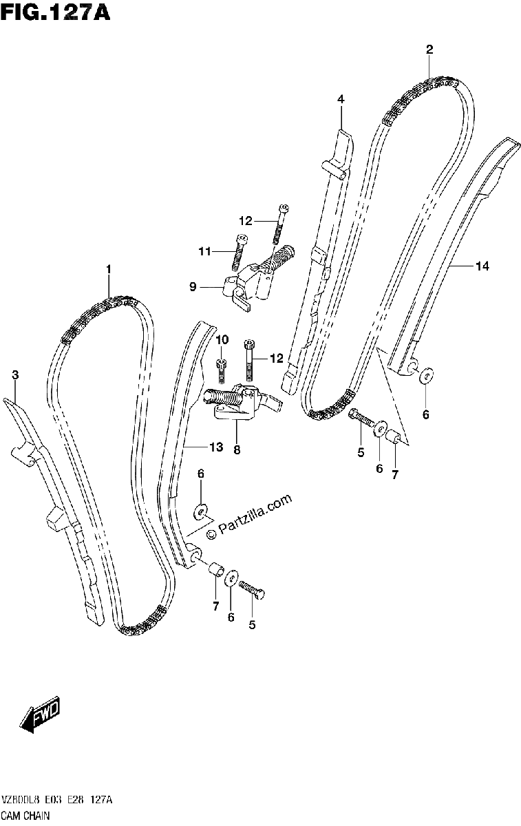 Diagrama de 127A CAM CHAIN