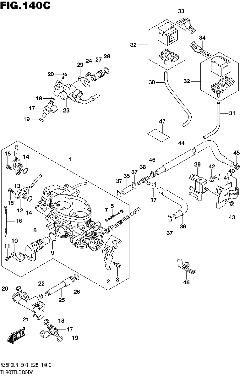 Diagrama de 140C THROTTLE BODY VZ800L8 E33