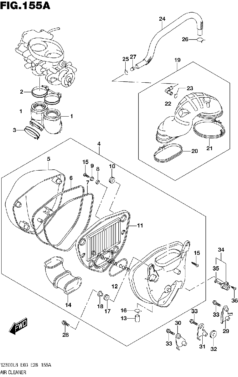Diagrama de 155A AIR CLEANER