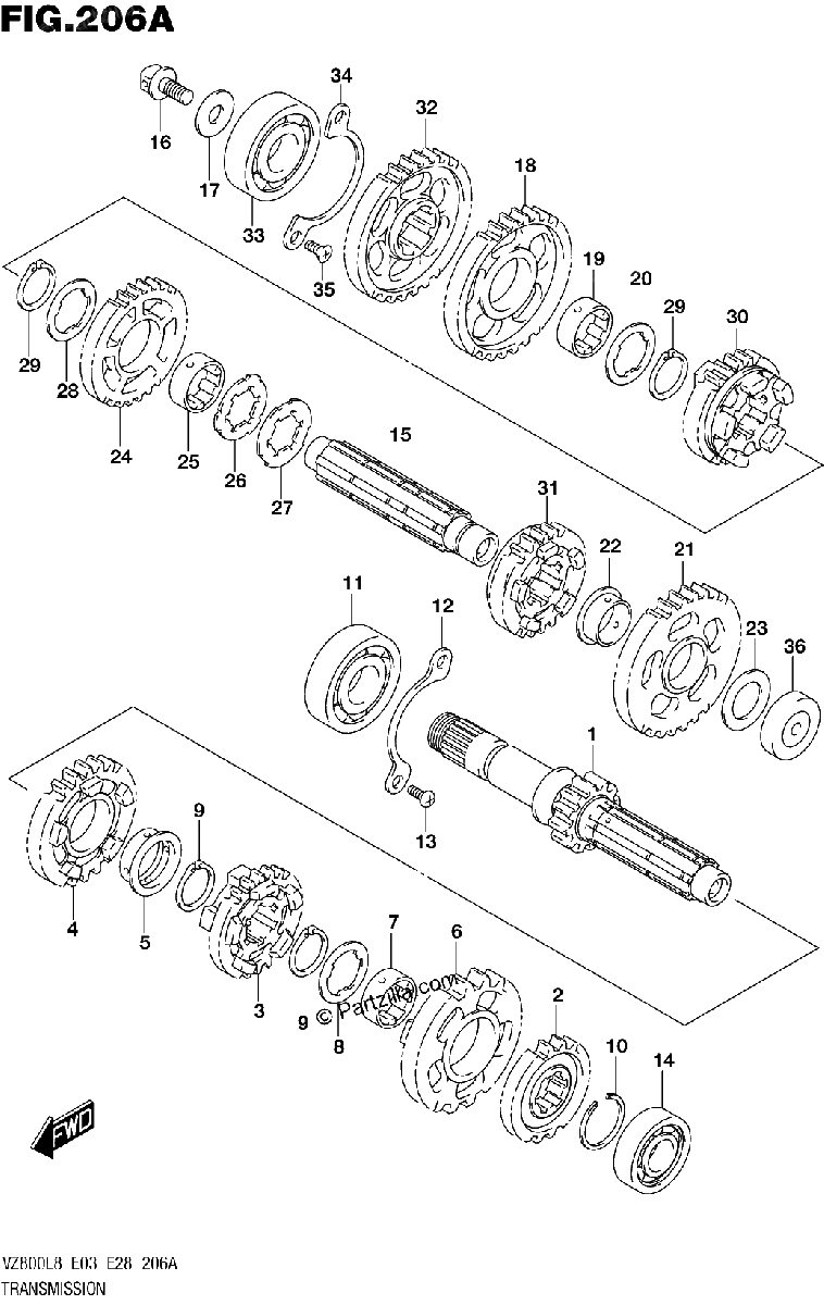 Diagrama de 206A TRANSMISSION