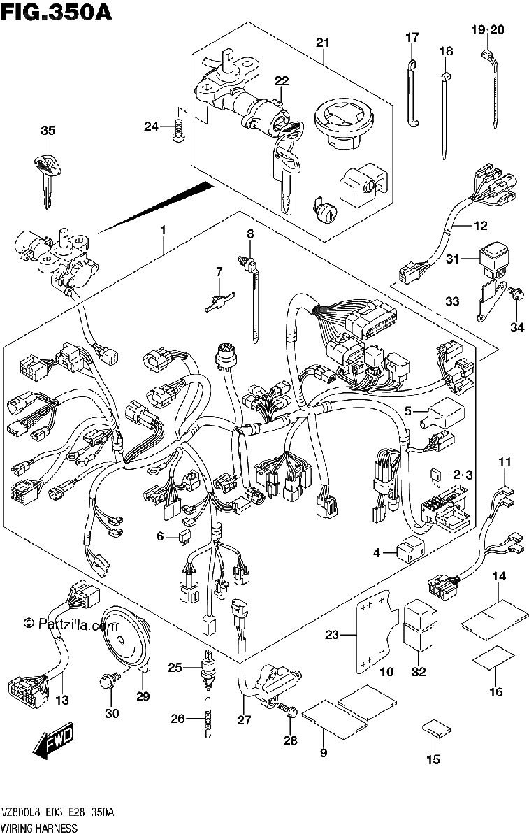Diagrama de 350A WIRING HARNESS VZ800L8 E03
