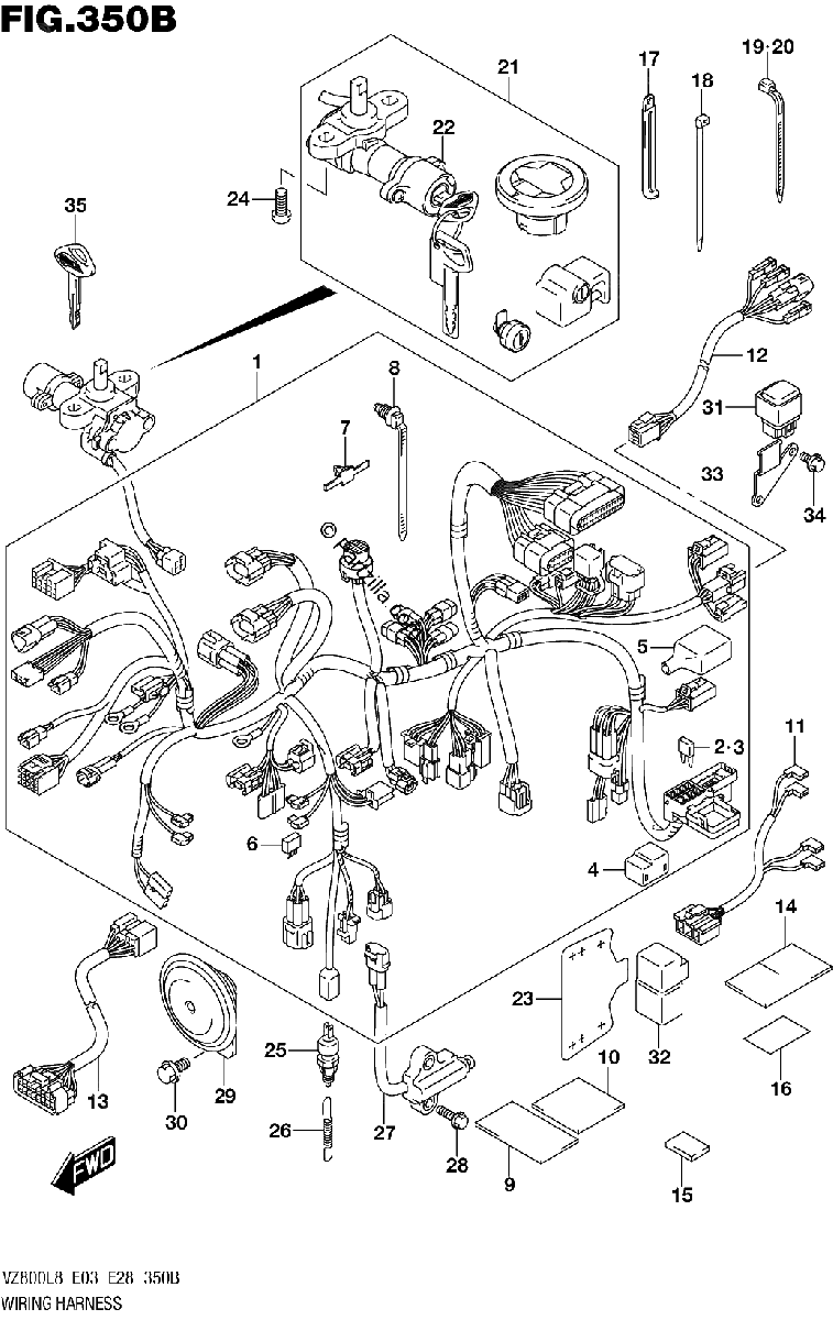 Diagrama de 350B WIRING HARNESS VZ800L8 E28