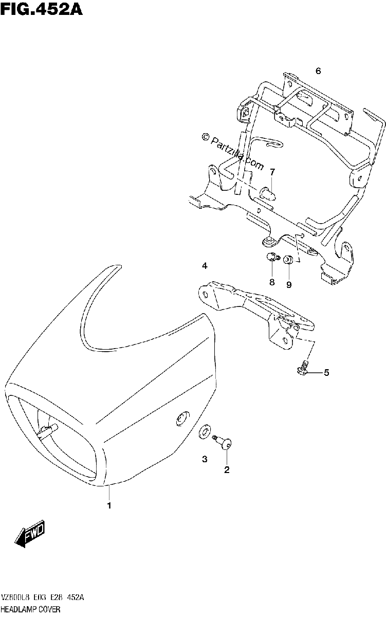 Diagrama de 452A HEADLAMP COVER