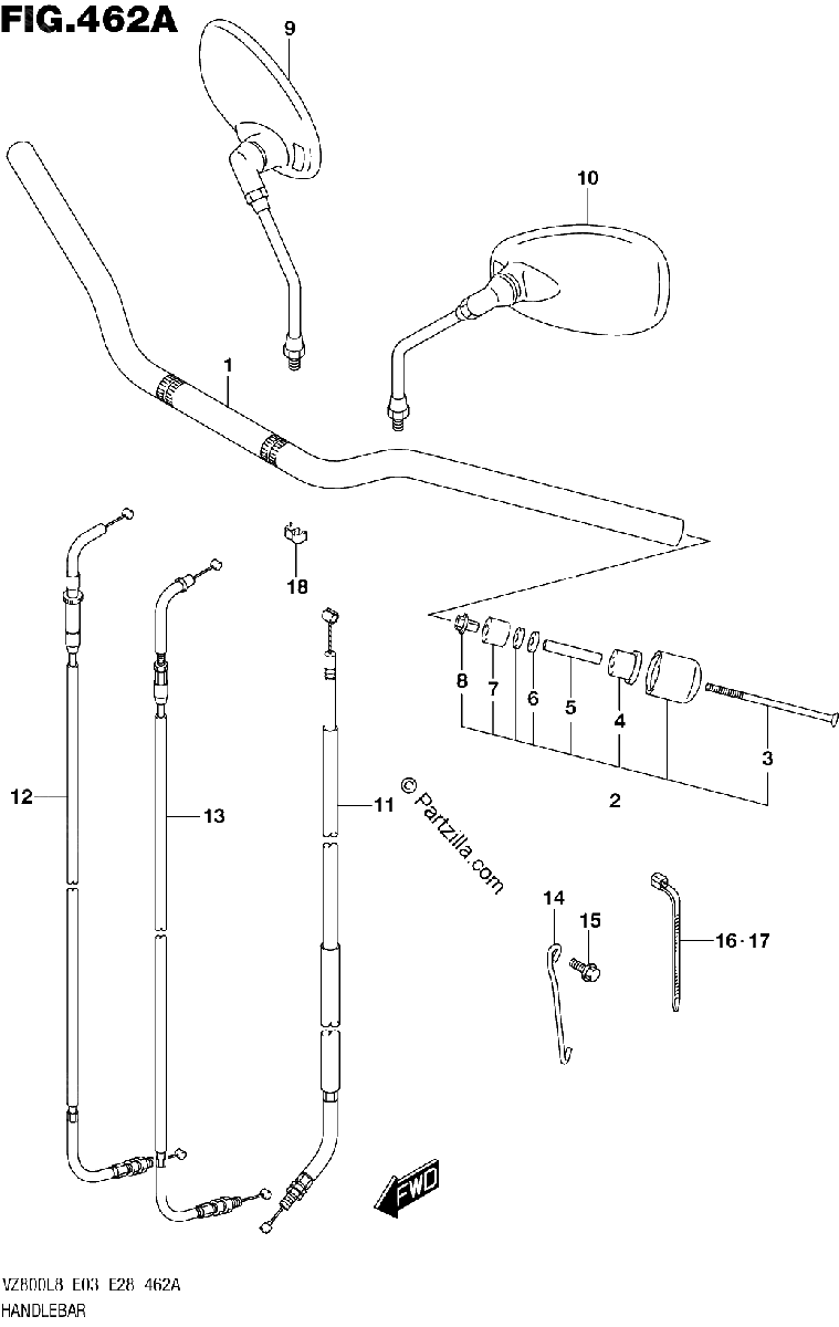 Diagrama de 462A HANDLEBAR