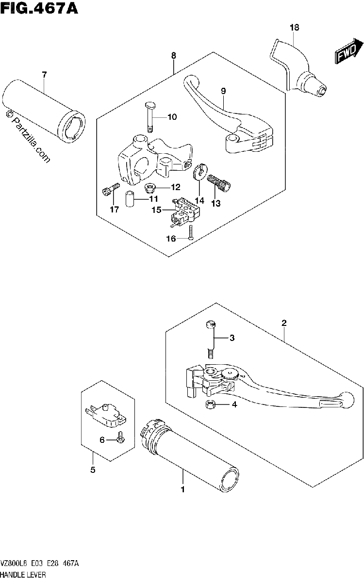 Diagrama de 467A HANDLE LEVER