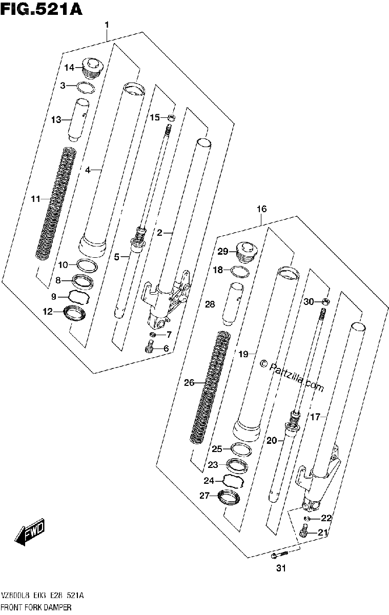 Diagrama de 521A FRONT FORK DAMPER