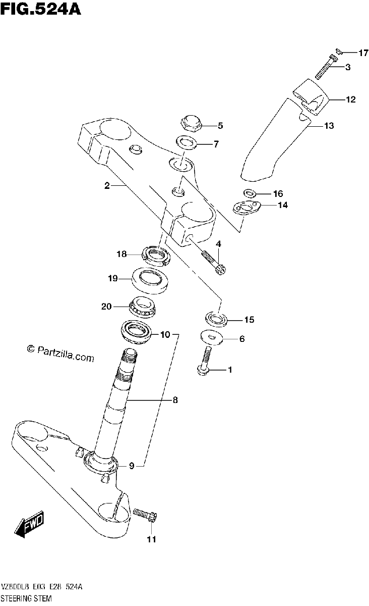 Diagrama de 524A STEERING STEM
