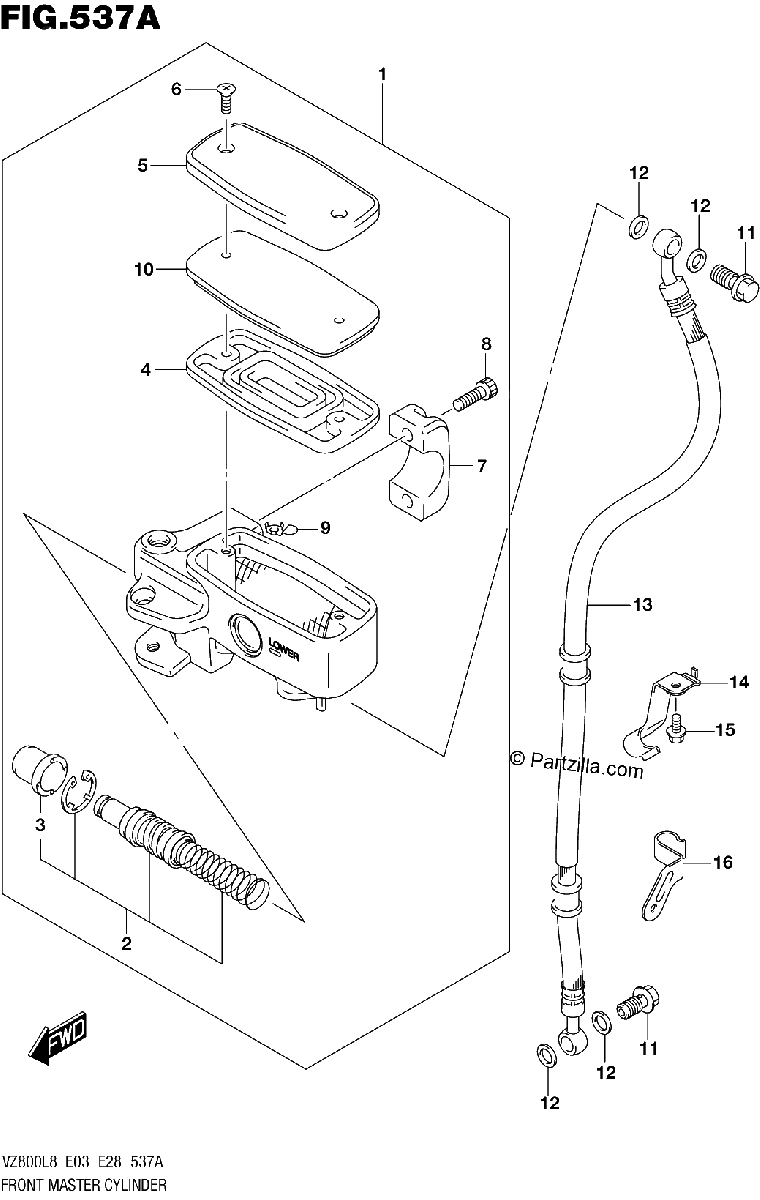 Diagrama de 537A FRONT MASTER CYLINDER