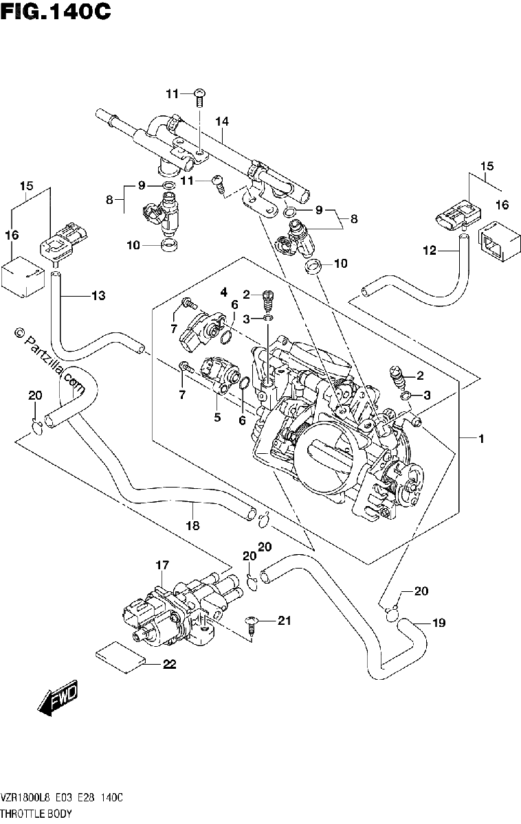 Diagrama de 140C THROTTLE BODY VZR1800BZL8 E28