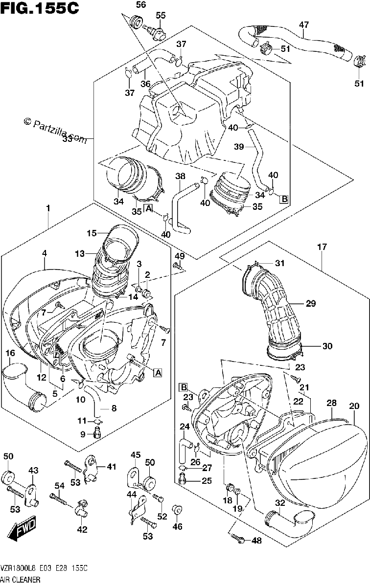 Diagrama de 155C AIR CLEANER VZR1800BZL8 E28