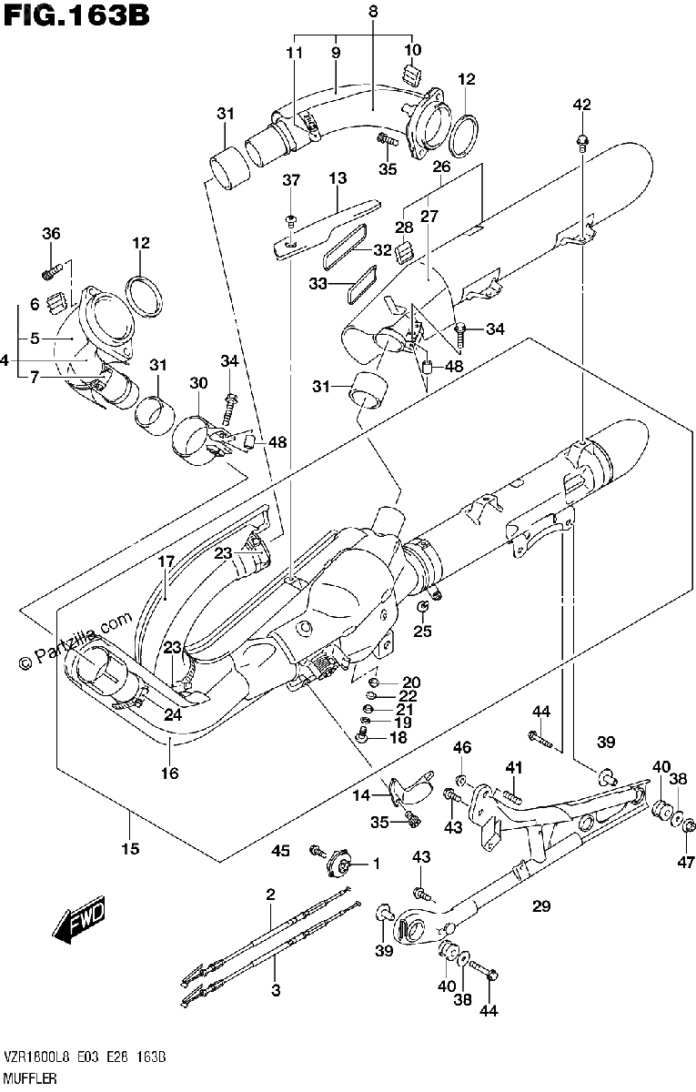 Diagrama de 163B MUFFLER VZR1800BZL8 E03