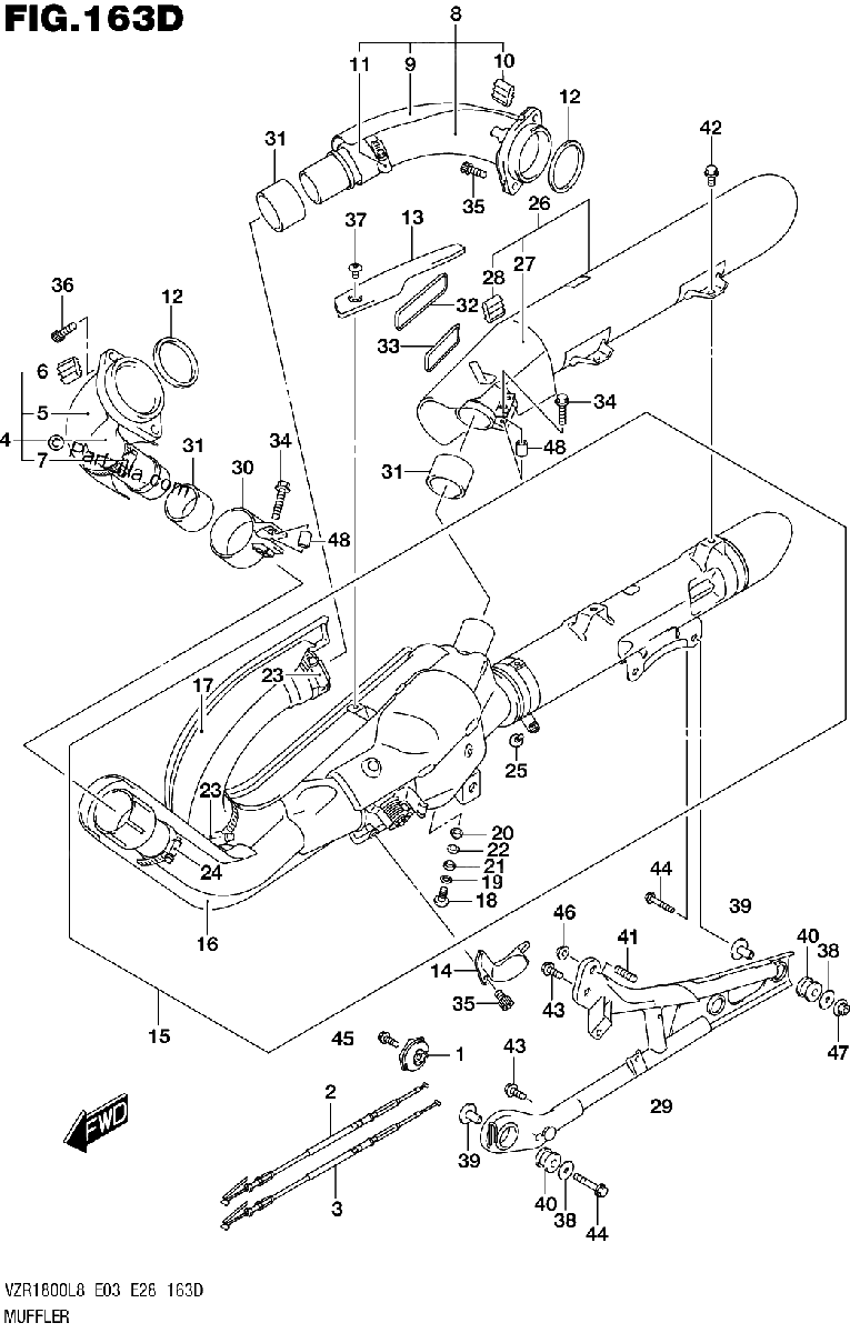 Diagrama de 163D MUFFLER VZR1800BZL8 E33