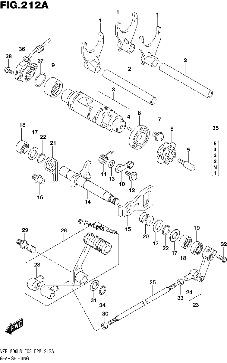 Diagrama de 212A GEAR SHIFTING