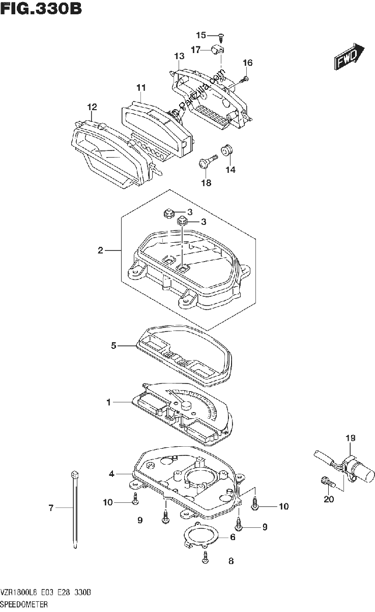 Diagrama de 330B SPEEDOMETER VZR1800BZL8 E03