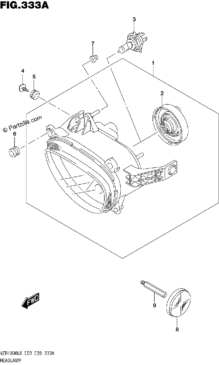 Diagrama de 333A HEADLAMP
