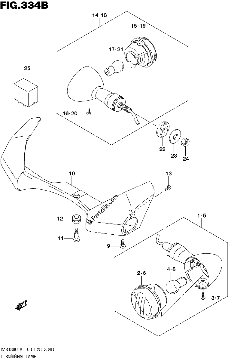 Diagrama de 334B TURNSIGNAL LAMP VZR1800BZL8 E03