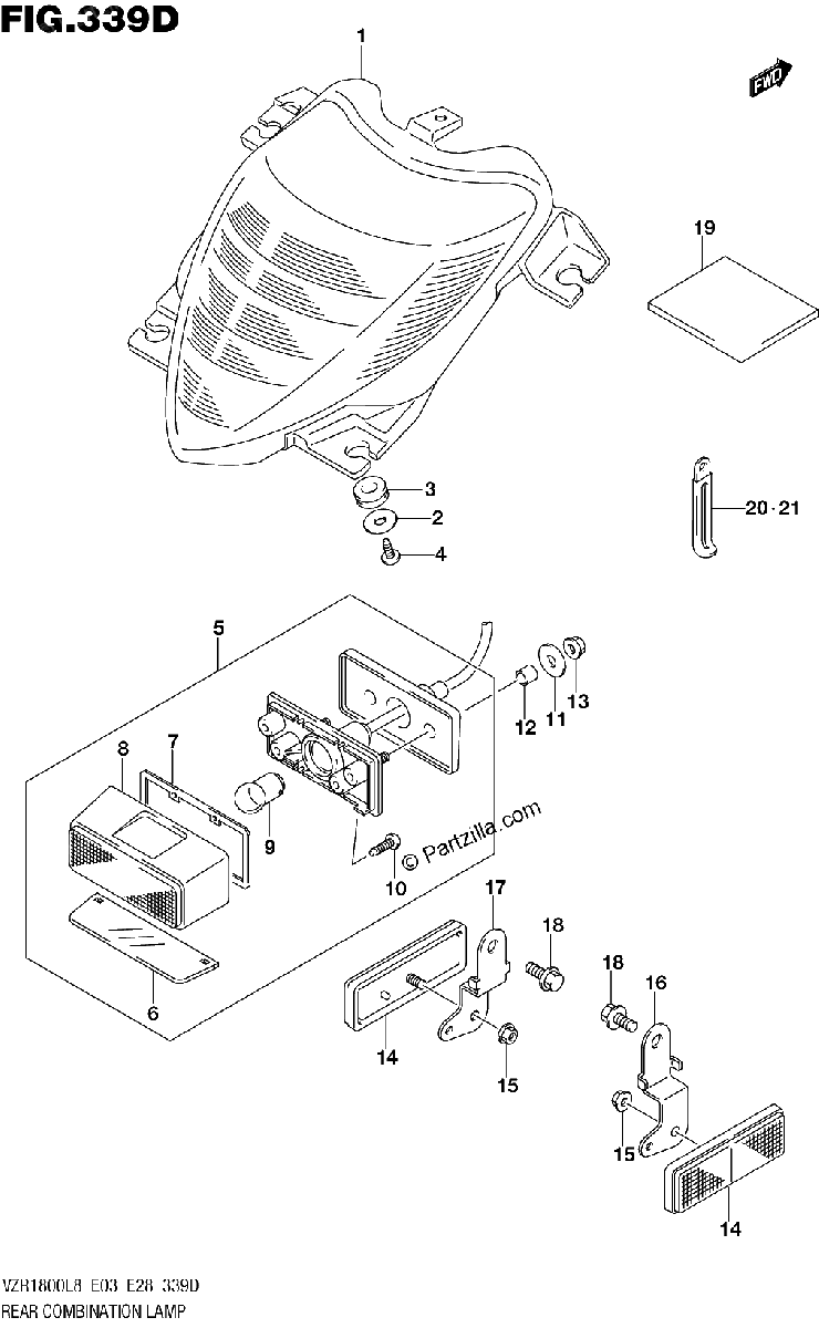 Diagrama de 339D REAR COMBINATION LAMP VZR1800BZL8 E33