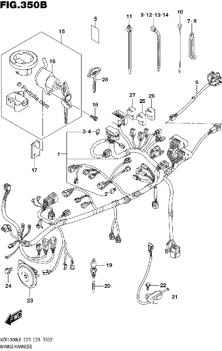 Diagrama de 350B WIRING HARNESS VZR1800BZL8 E03