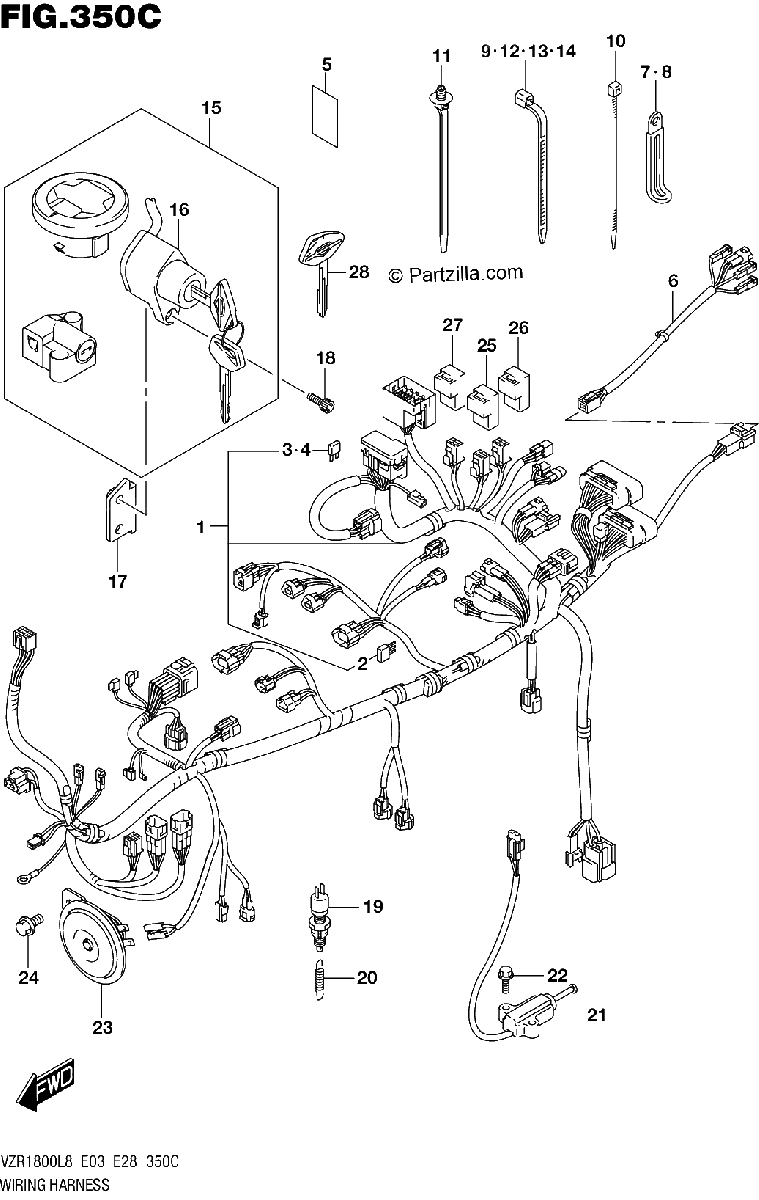 Diagrama de 350C WIRING HARNESS VZR1800BZL8 E28