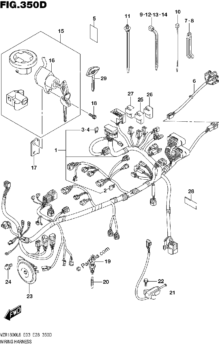 Diagrama de 350D WIRING HARNESS VZR1800BZL8 E33