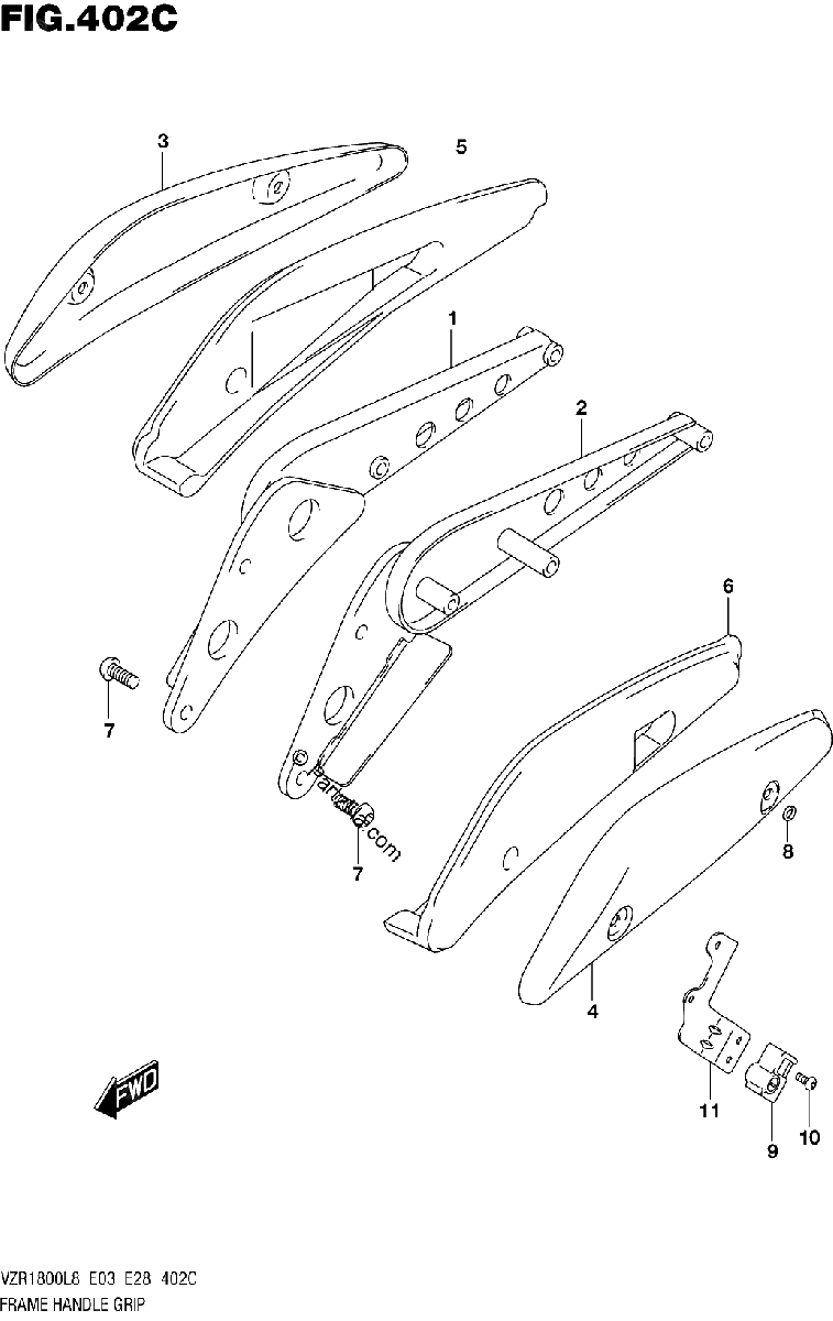 Diagrama de 402C FRAME HANDLE GRIP VZR1800BZL8 E28