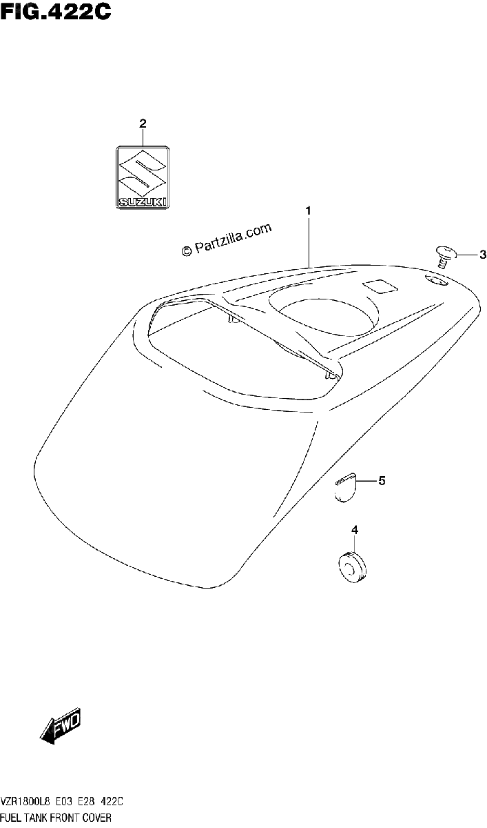 Diagrama de 422C FUEL TANK FRONT COVER VZR1800BZL8 E28
