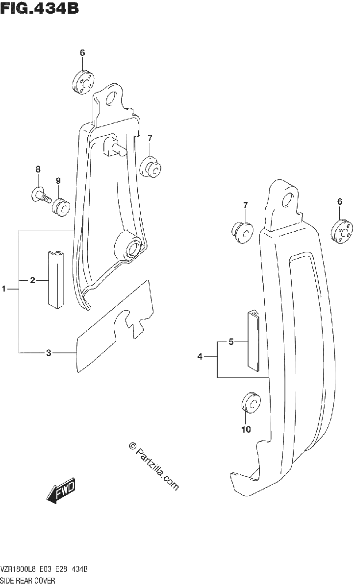 Diagrama de 434B SIDE REAR COVER VZR1800BZL8 E03