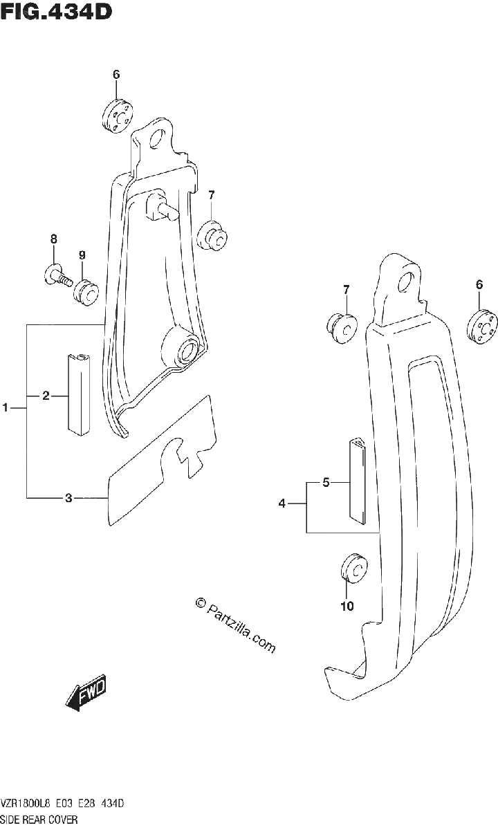 Diagrama de 434D SIDE REAR COVER VZR1800BZL8 E33