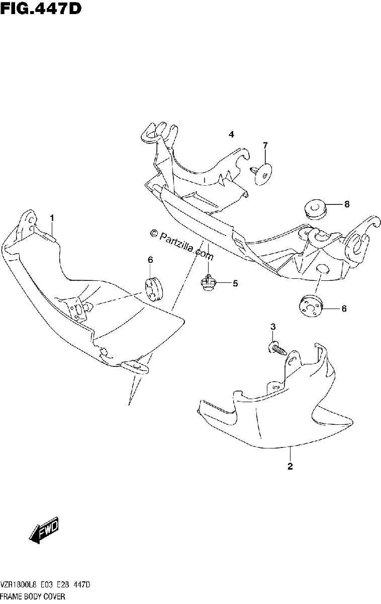 Diagrama de 447D FRAME BODY COVER VZR1800BZL8 E33