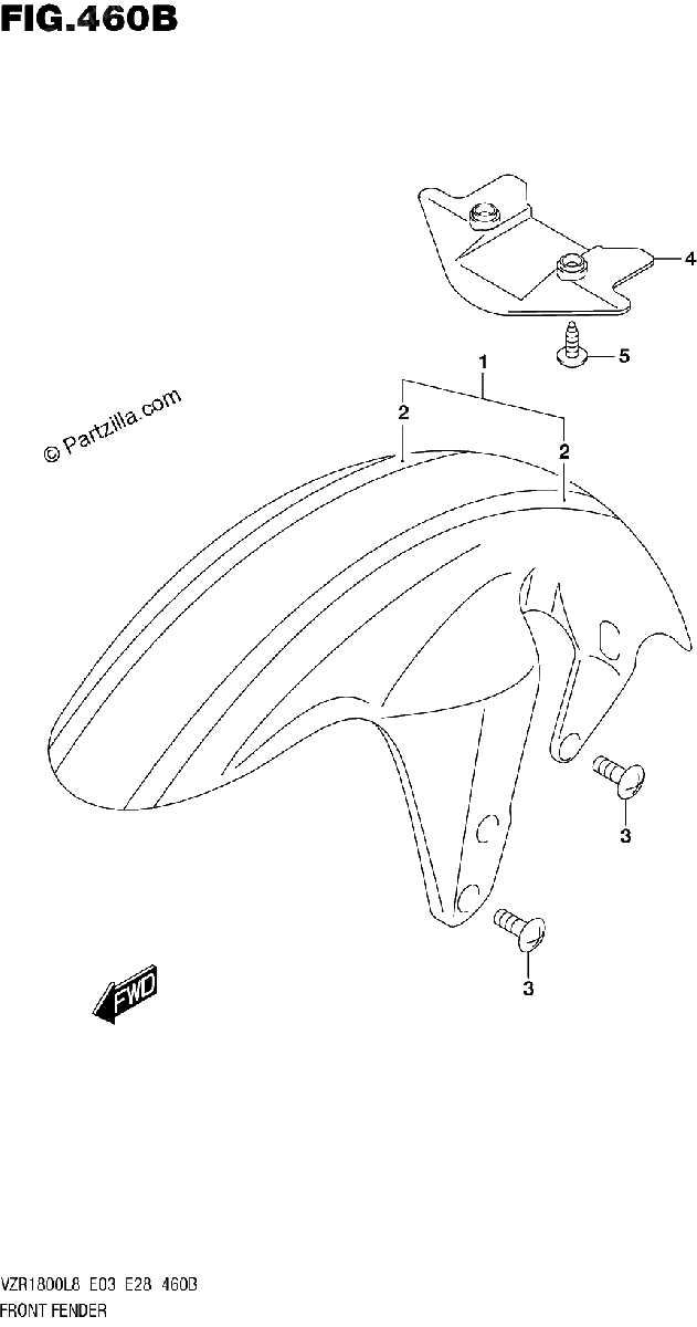 Diagrama de 460B FRONT FENDER VZR1800BZL8 E03 JBA