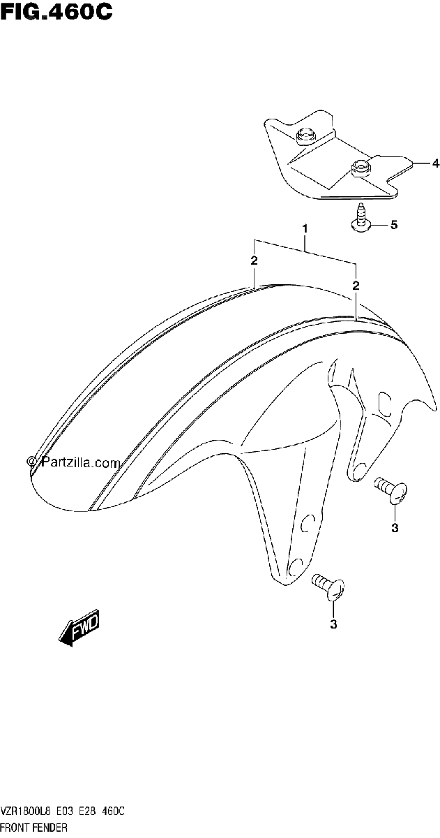Diagrama de 460C FRONT FENDER VZR1800BZL8 E03 JRU