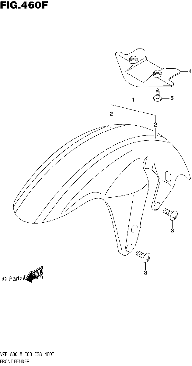 Diagrama de 460F FRONT FENDER VZR1800BZL8 E33 JBA