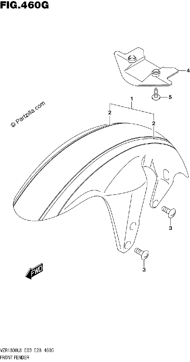 Diagrama de 460G FRONT FENDER VZR1800BZL8 E33 JRU