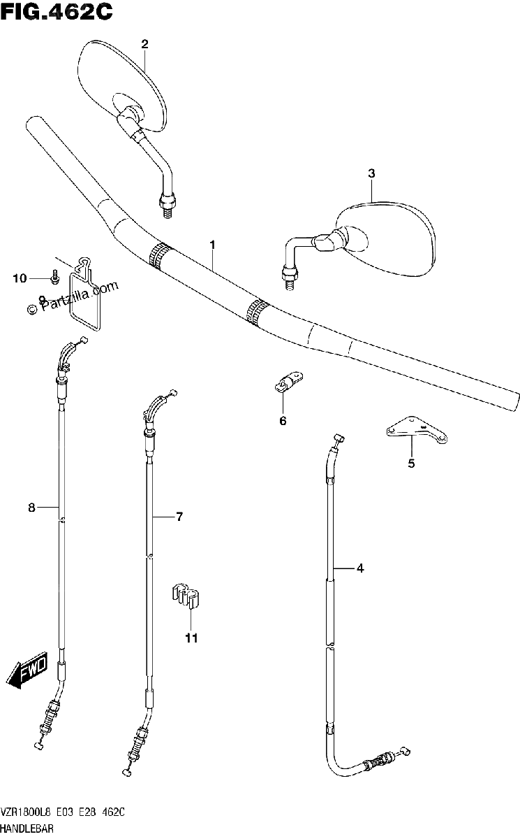 Diagrama de 462C HANDLEBAR VZR1800BZL8 E28