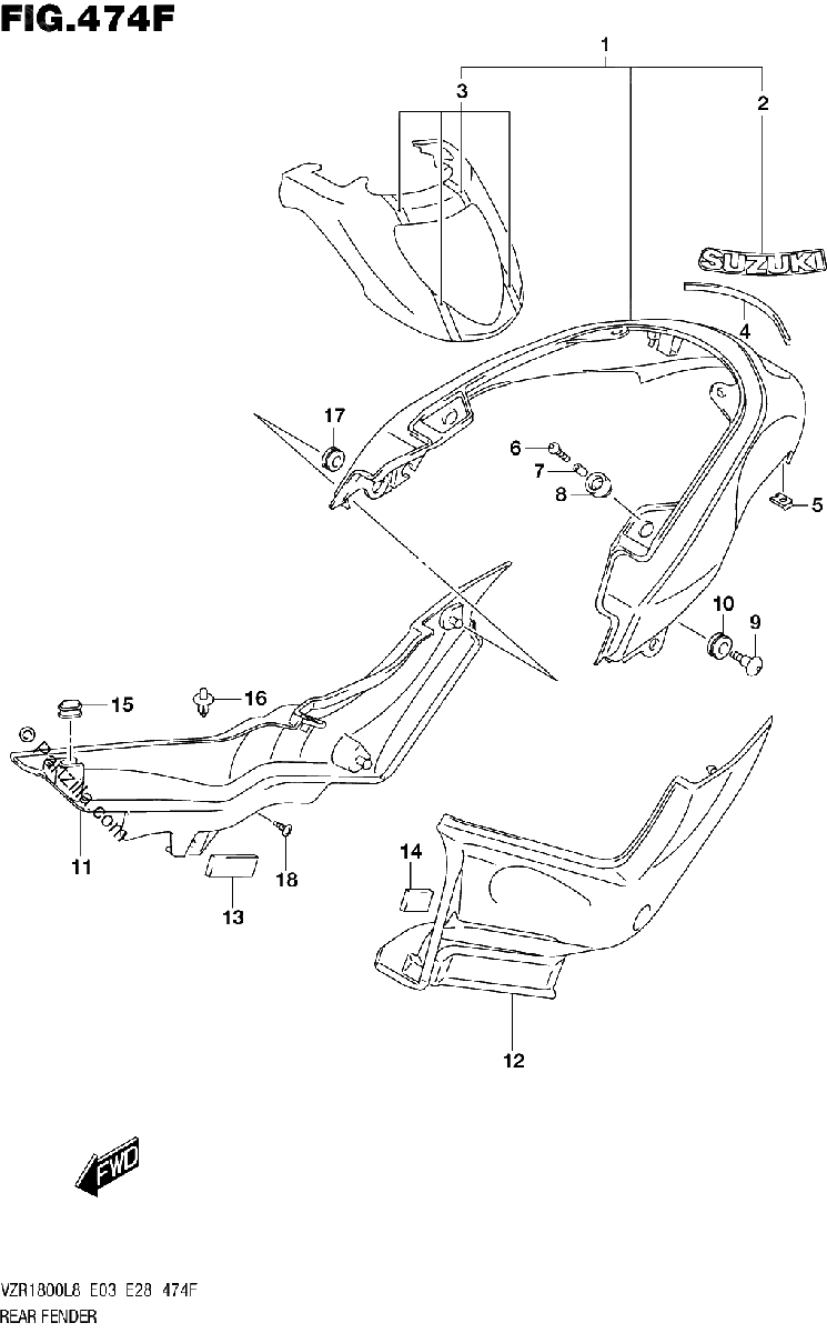Diagrama de 474F REAR FENDER VZR1800BZL8 E33 JBA