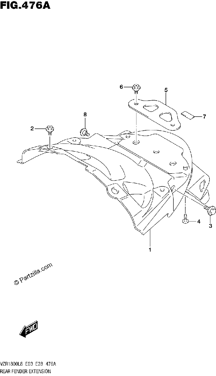 Diagrama de 476A REAR FENDER EXTENSION