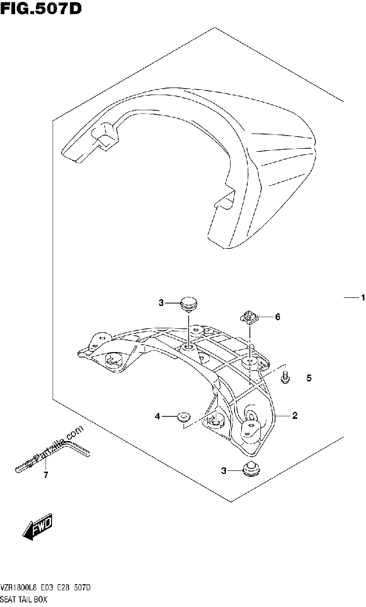 Diagrama de 507D SEAT TAIL BOX VZR1800BZL8 E28 JBA