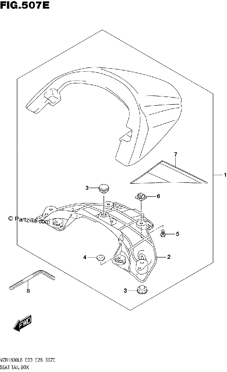 Diagrama de 507E SEAT TAIL BOX VZR1800BZL8 E28 JRU