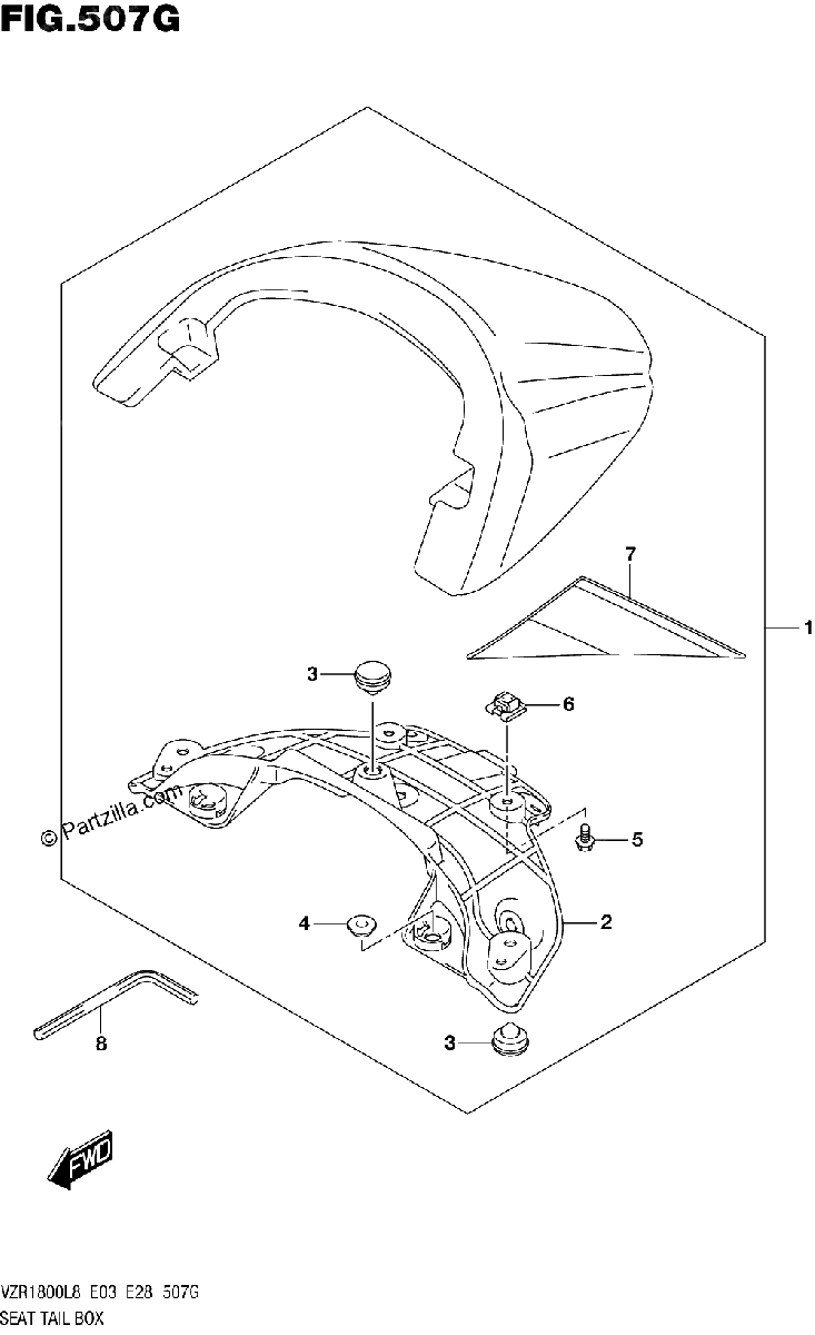 Diagrama de 507G SEAT TAIL BOX VZR1800BZL8 E33 JRU