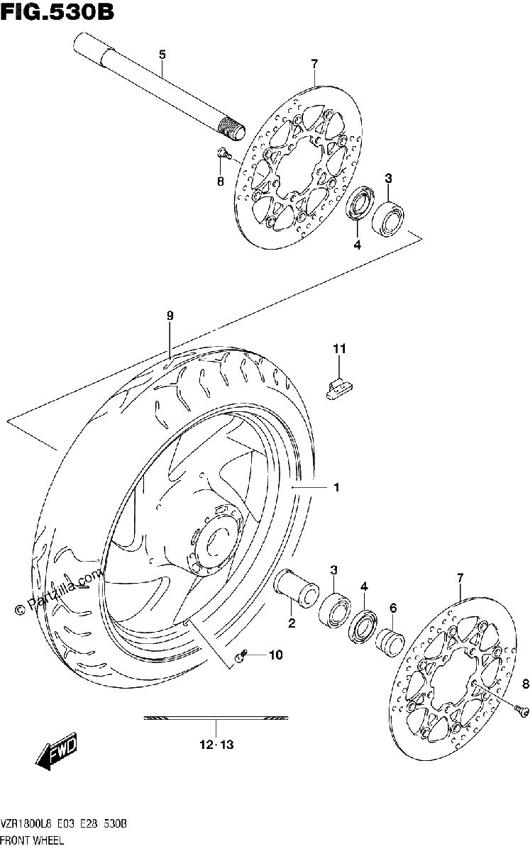 Diagrama de 530B FRONT WHEEL VZR1800BZL8 E03